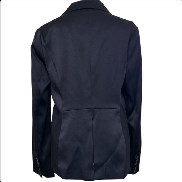 Kensie Black Satin Fitted Tuxedo Lined Blazer with Tails  M/L - Picture 3 of 16